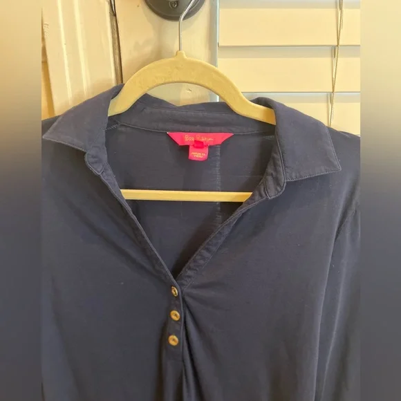 Lilly P three quarter sleeve navy polo . Excellent condition. Barely worn. - Picture 2 of 14